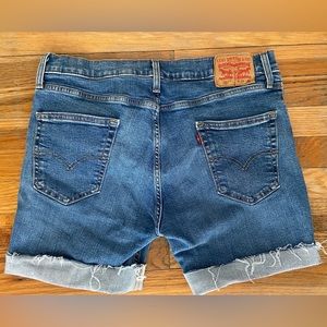 Upcycled Levi’s distressed hem jean shorts